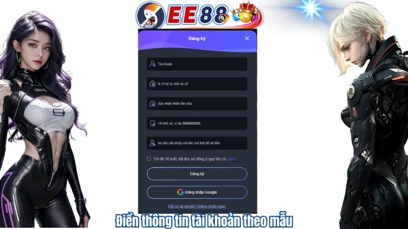 Điền thông tin tài khoản theo mẫu